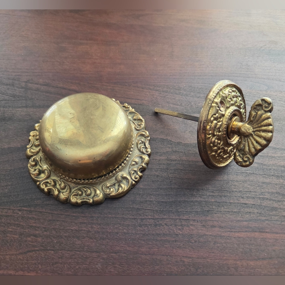 Vintage Brass Door Bell Mechanical Twist Set